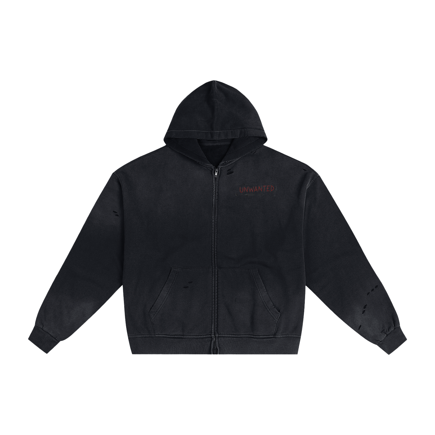 Hand-Frayed Sunfade Zip Hoodie – UNWANTED