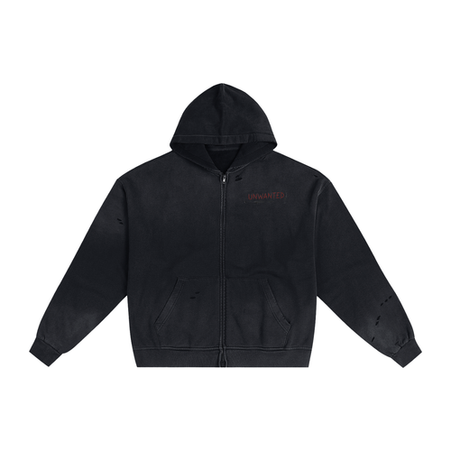 Hand-Frayed Sunfade Zip Hoodie – UNWANTED
